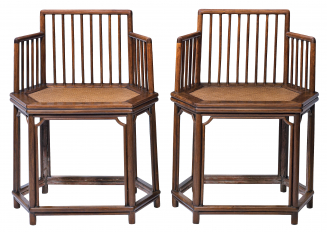 黃花梨六角形扶手椅一對