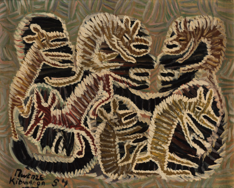 Mwenze Kibwanga
Untitled (Metamorphoses)
Oil on panel
39 x 48 cm
Signed ‘MWENZE KIBWANGA 54’
1954
Pierre Loos Collection
Image Courtesy of Michael De Plaen